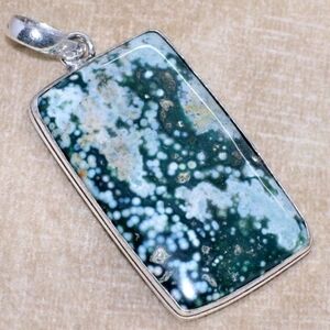 Ocean Jasper Gemstone 925 Sterling Silver Handmade Pendant Necklace